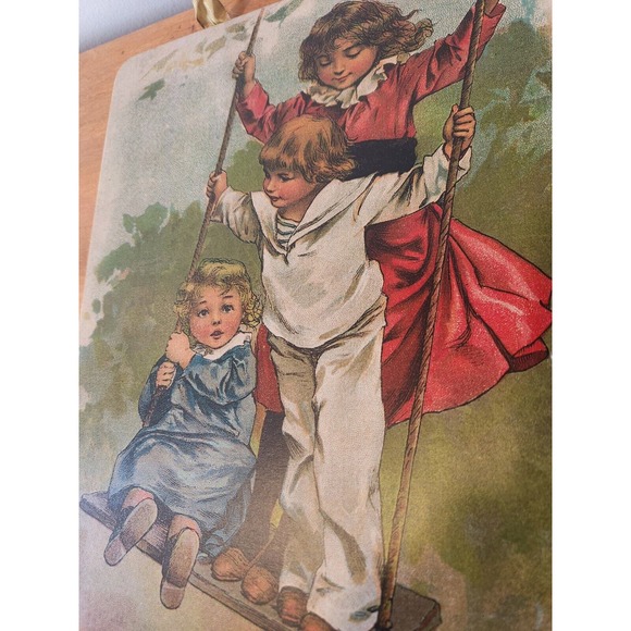 3 Vintage Moonlight & Roses Mounted Prints Hanging Wall Art Victorian Children - Picture 2 of 12